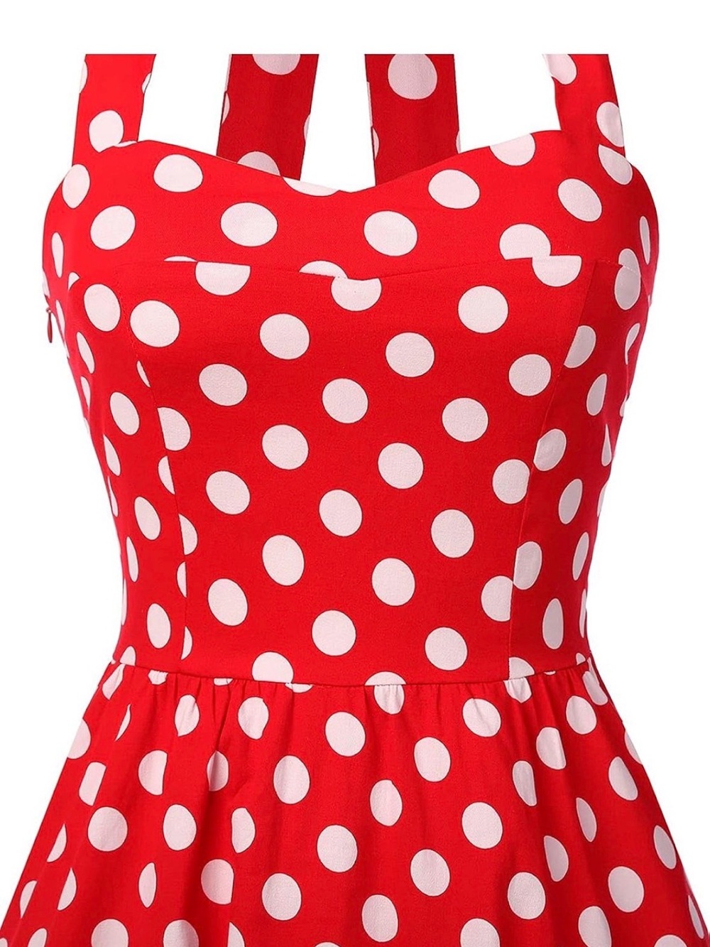 Red Polka Dot Halter Dress - Classic Retro Style - Picture 4 of 4